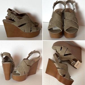 a.n.a Taupe Crisscross Platform Wedge Sandals